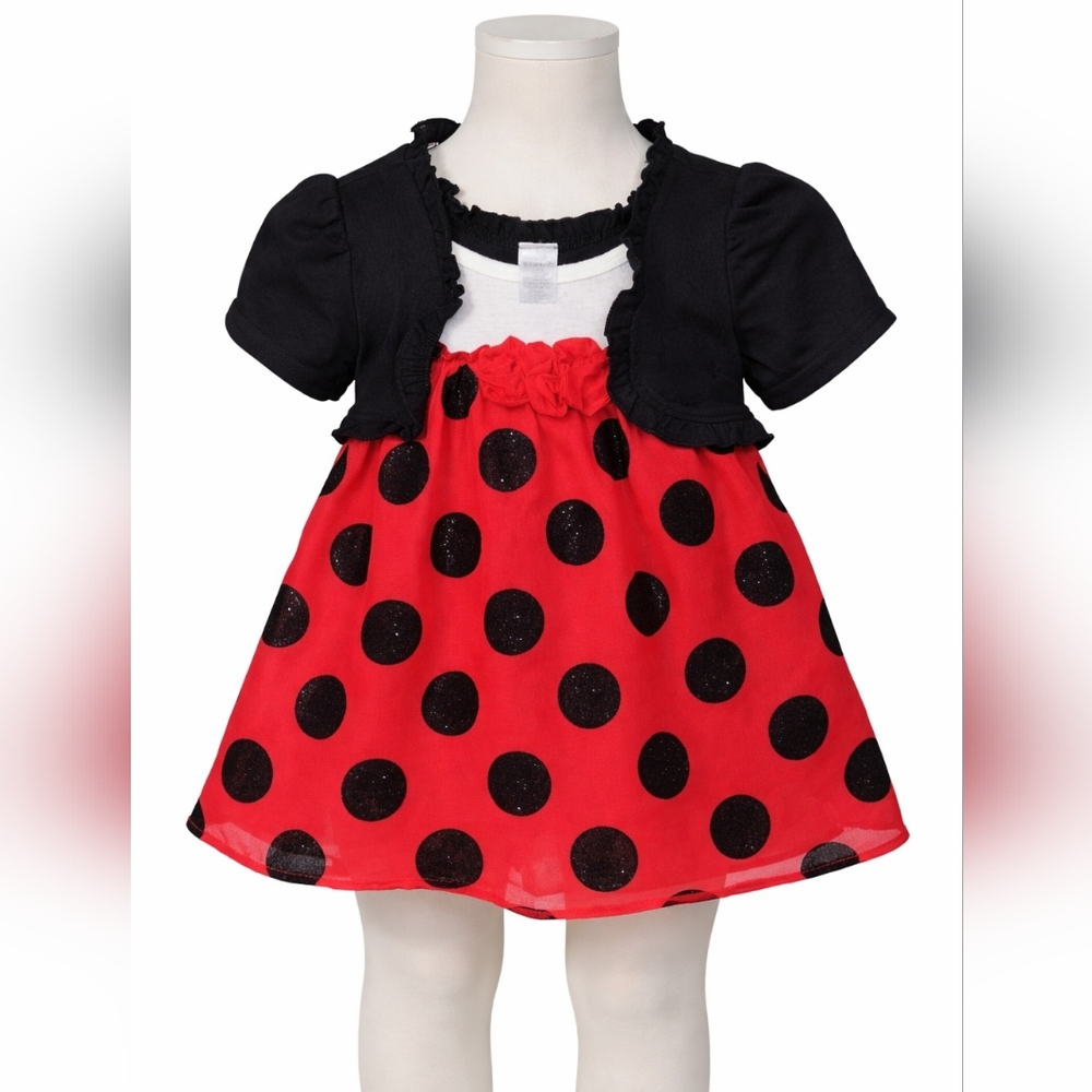 George Red and Black Polka Dot Kids Dress